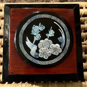 Vintage Lacquer 2 Piece Mother of Pearl Inlaid Box